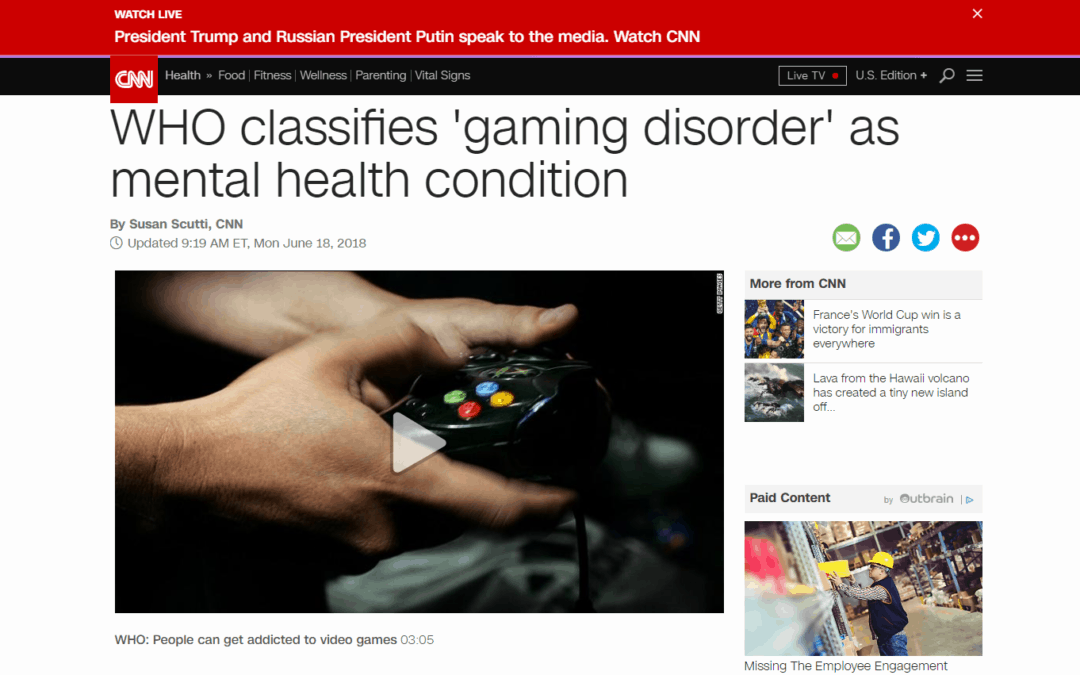 ‘Gaming Disorder’ a Mental Health Condition