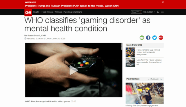 CNN WHO video games